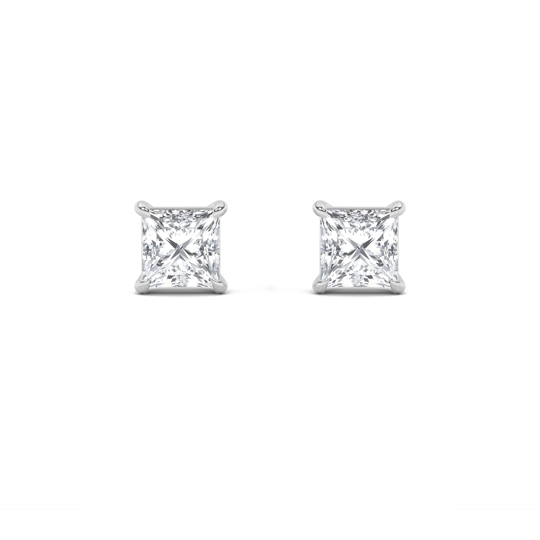 2Cttw Princess Shaped Lab Grown Diamond (F/VS) Stud Earrings in 14K Gold