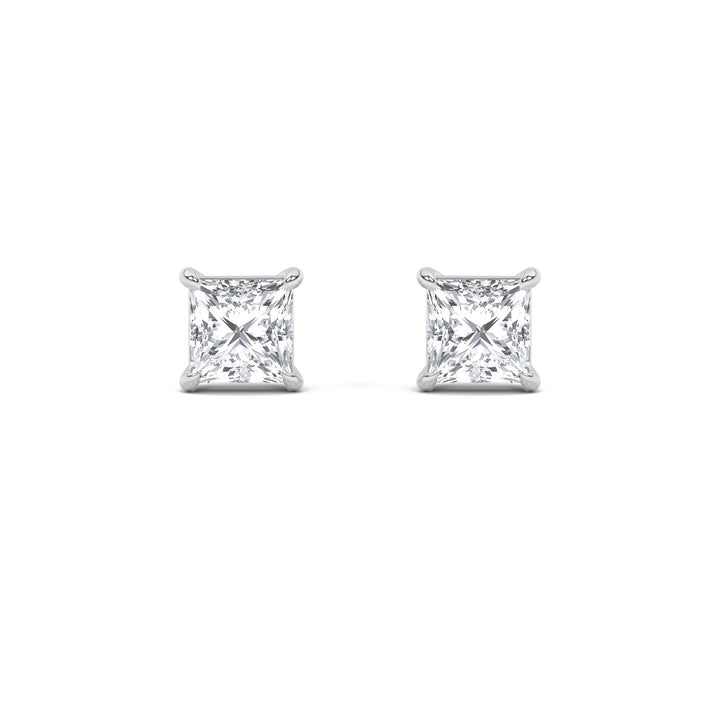 2Cttw Princess Shaped Lab Grown Diamond (F/VS) Stud Earrings in 14K Gold