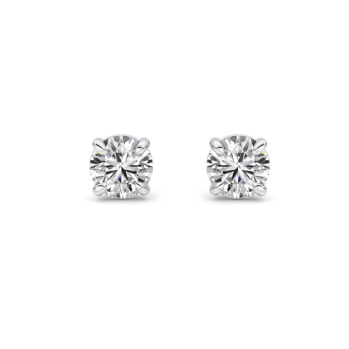 1Cttw Round Shaped Lab Grown Diamond 4 Prong StudEarrings in 14K Gold (F/VS)