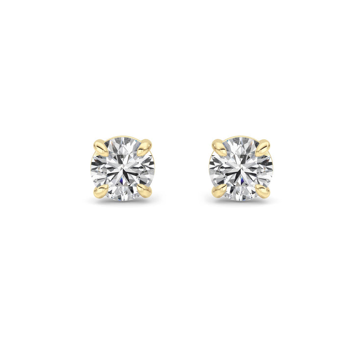 1Cttw Round Shaped Lab Grown Diamond 4 Prong StudEarrings in 14K Gold (F/VS)