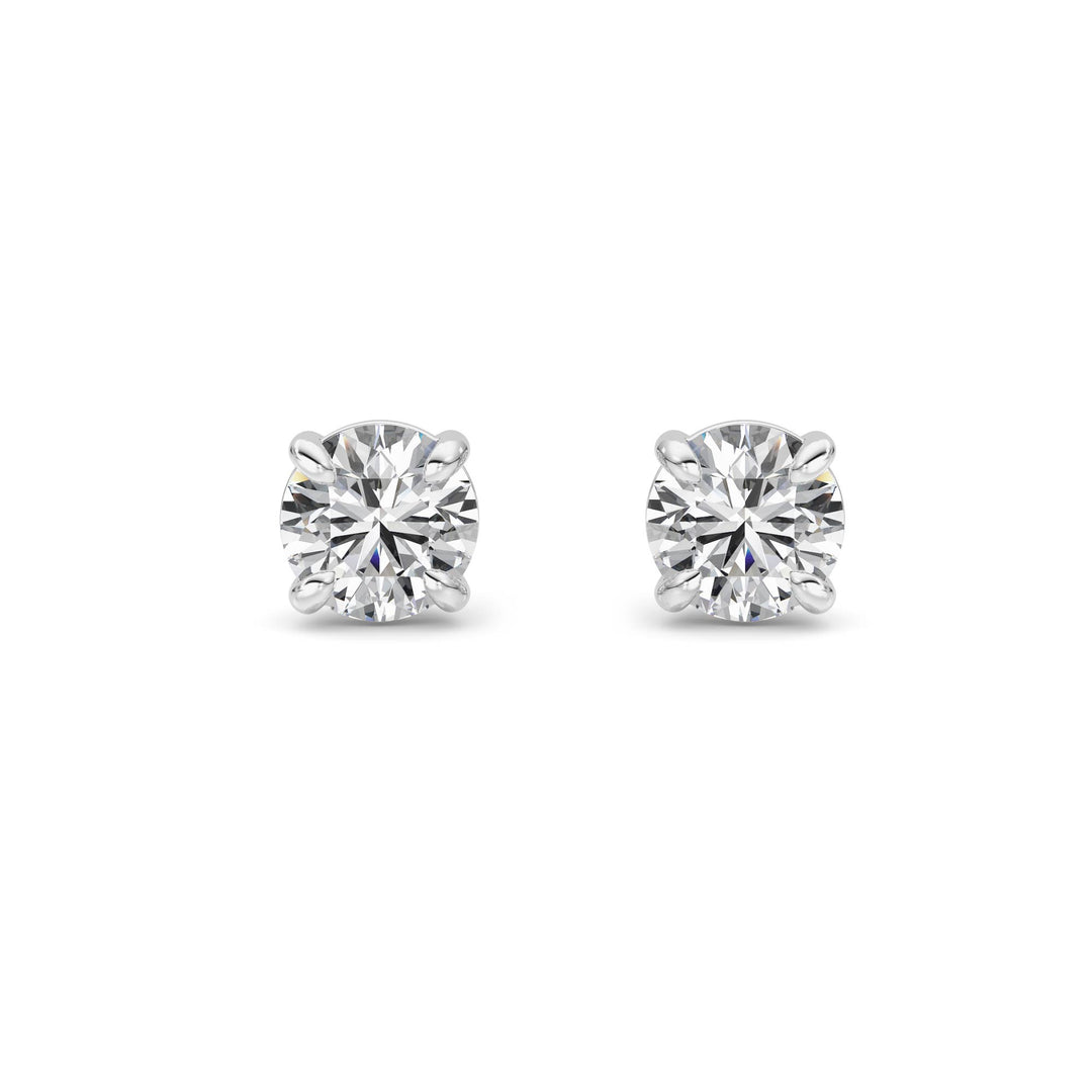 2Cttw Round Shaped Lab Grown Diamond 4 Prong StudEarrings in 14K Gold (F/VS)