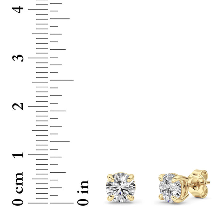 2Cttw Round Shaped Lab Grown Diamond 4 Prong StudEarrings in 14K Gold (F/VS)