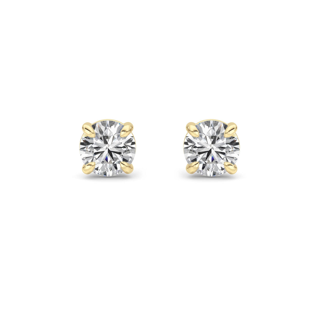 2Cttw Round Shaped Lab Grown Diamond 4 Prong StudEarrings in 14K Gold (F/VS)