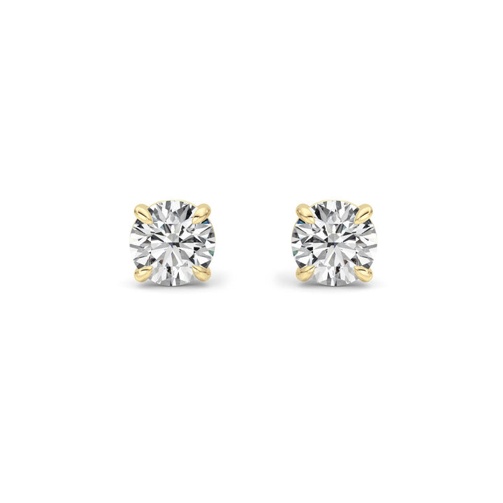 3Cttw Round Shaped Lab Grown Diamond 4 Prong StudEarrings in 14K Gold (G/VS)