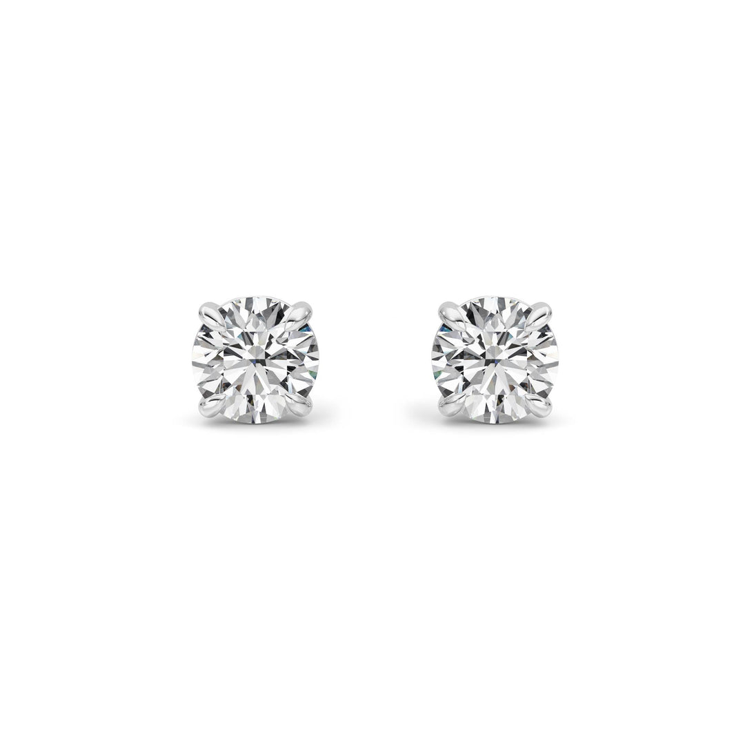 4Cttw Round Shaped Lab Grown Diamond 4 Prong StudEarrings in 14K Gold (F/VS)