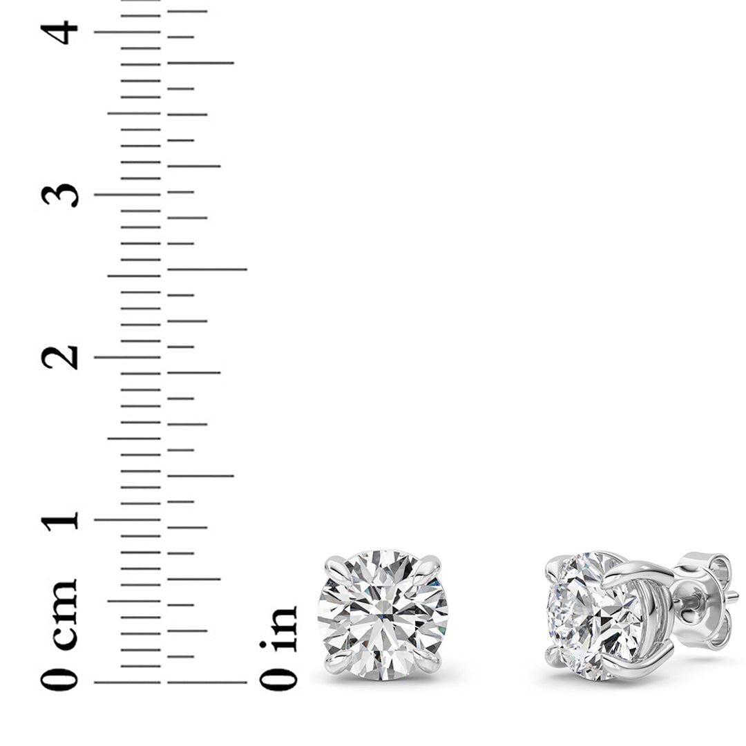 4Cttw Round Shaped Lab Grown Diamond 4 Prong StudEarrings in 14K Gold (F/VS)