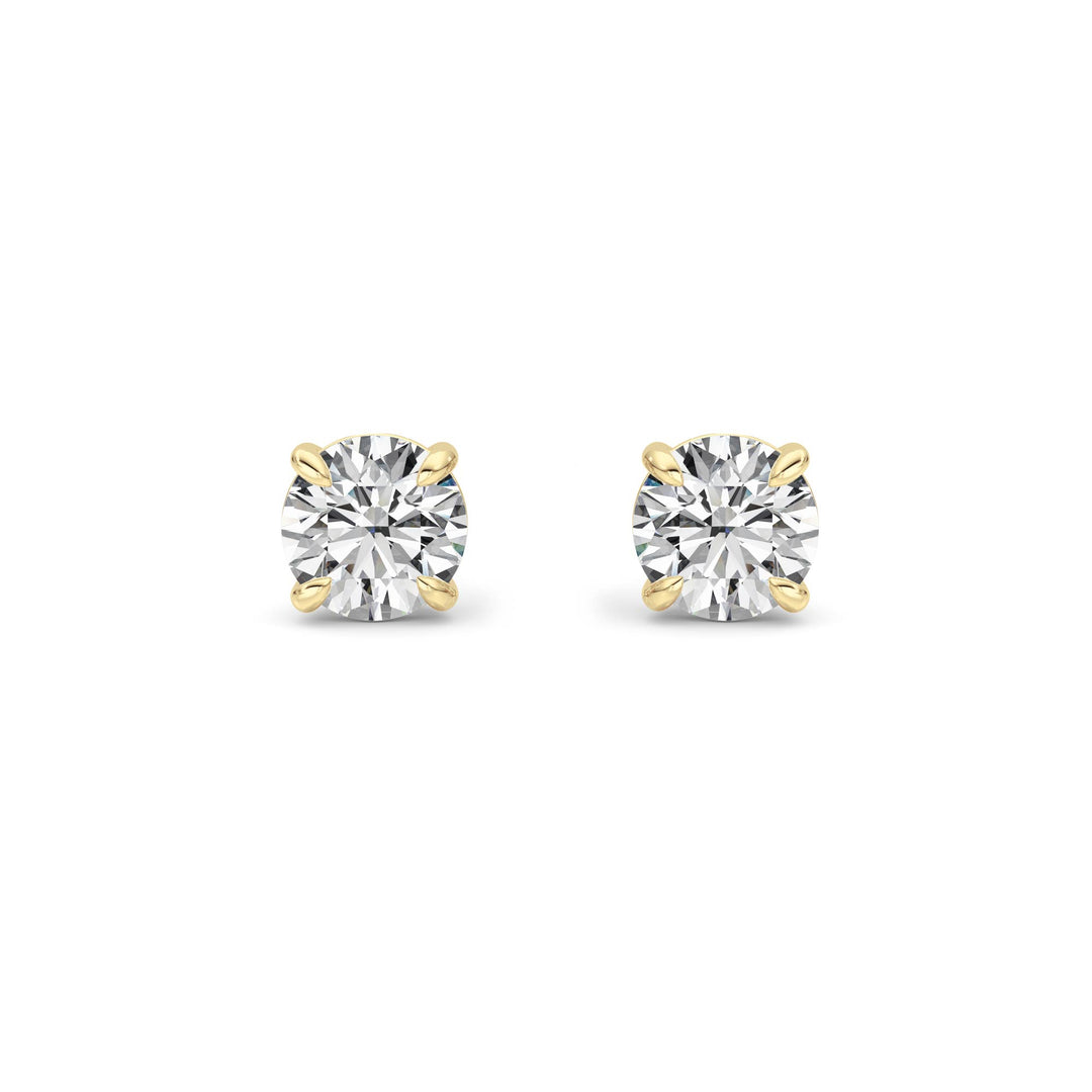 4Cttw Round Shaped Lab Grown Diamond 4 Prong StudEarrings in 14K Gold (F/VS)