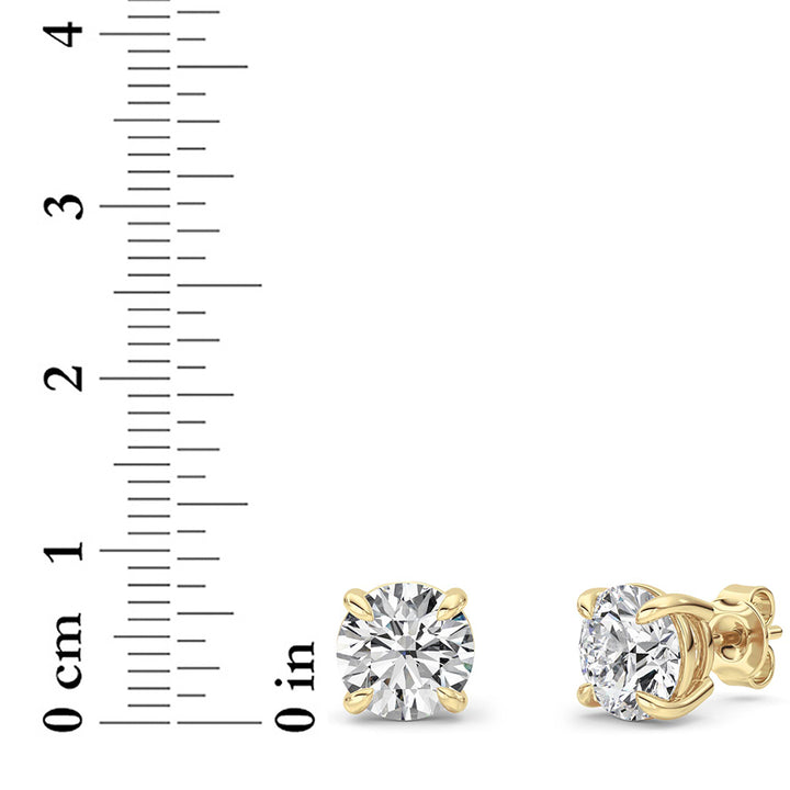4Cttw Round Shaped Lab Grown Diamond 4 Prong StudEarrings in 14K Gold (F/VS)