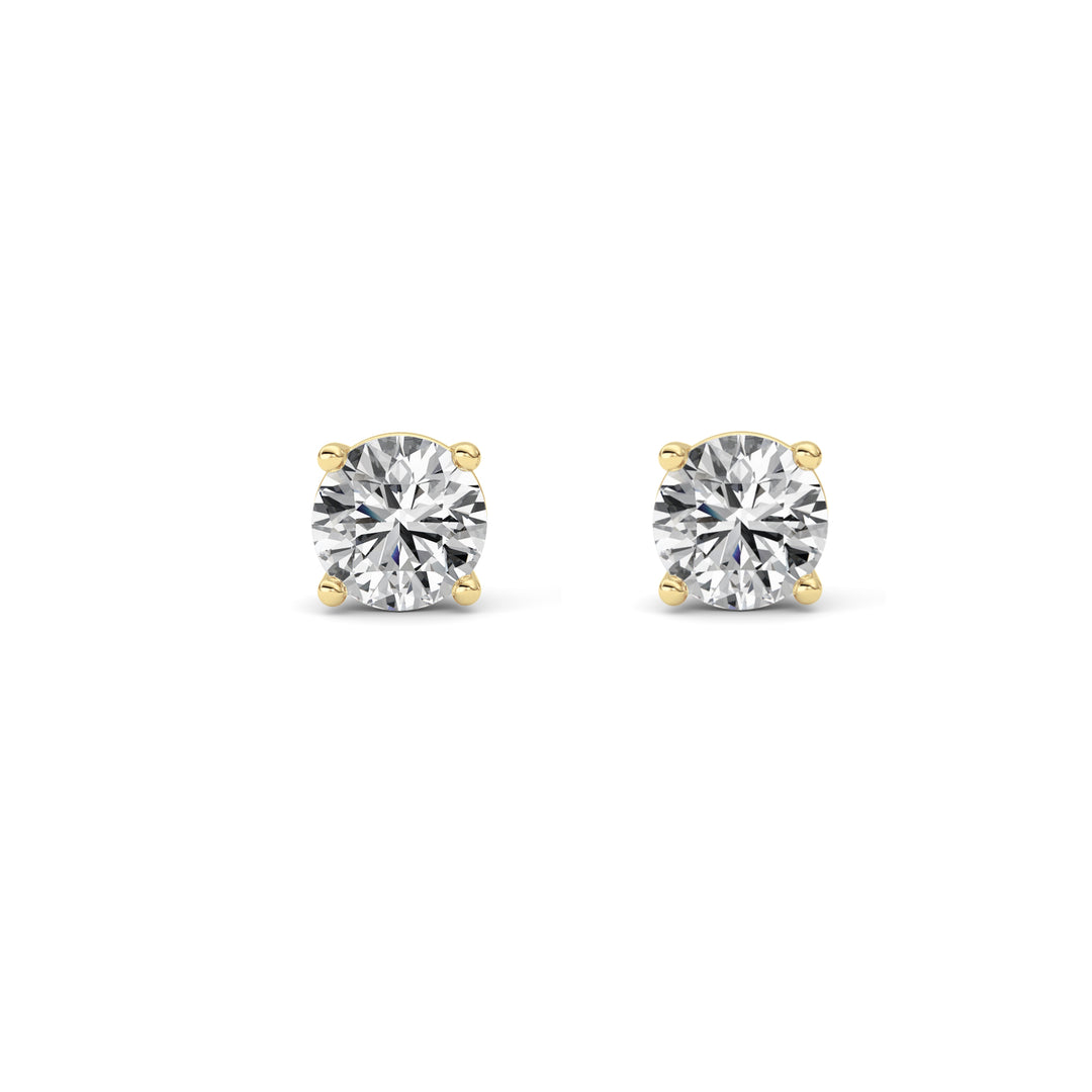 1Cttw Round Shaped Lab Grown Diamond (F/VS) Stud Earrings in 14K Gold