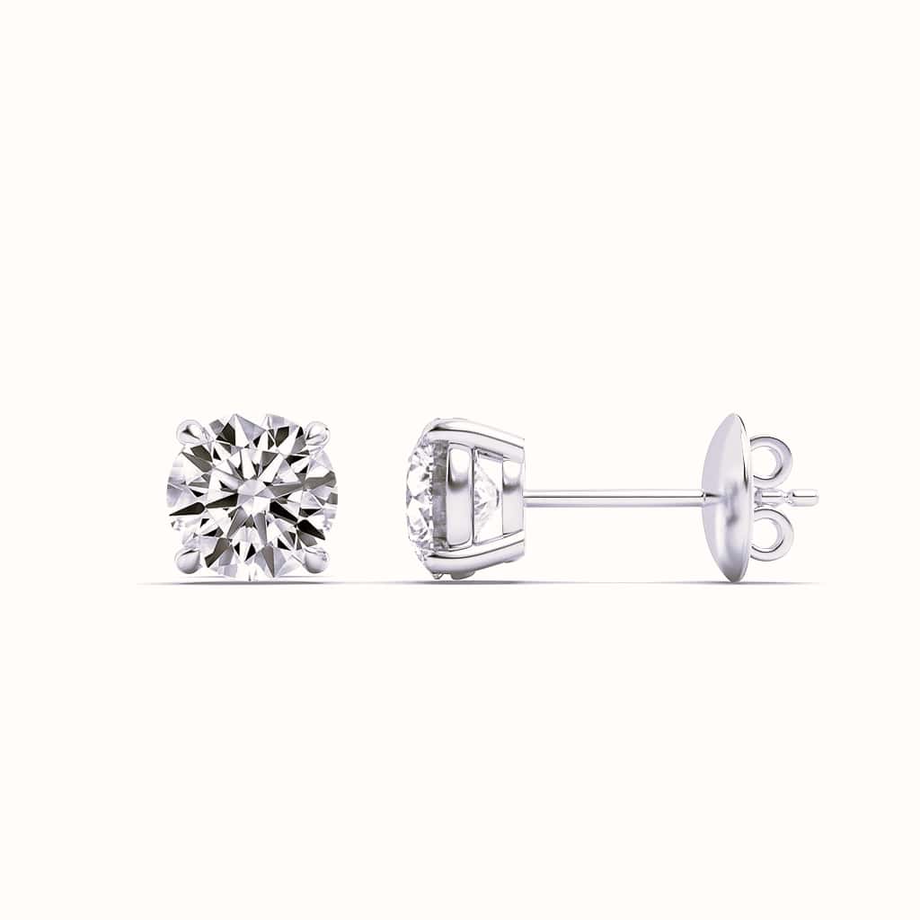 10Cttw Round Shaped Lab Grown Diamond 4 Prong Stud Earrings in 14K Gold (F/VS)