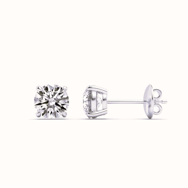 10Cttw Round Shaped Lab Grown Diamond 4 Prong Stud Earrings in 14K Gold (F/VS)