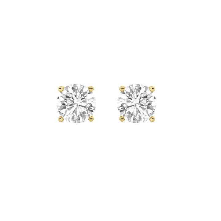10Cttw Round Shaped Lab Grown Diamond 4 Prong Stud Earrings in 14K Gold (F/VS)