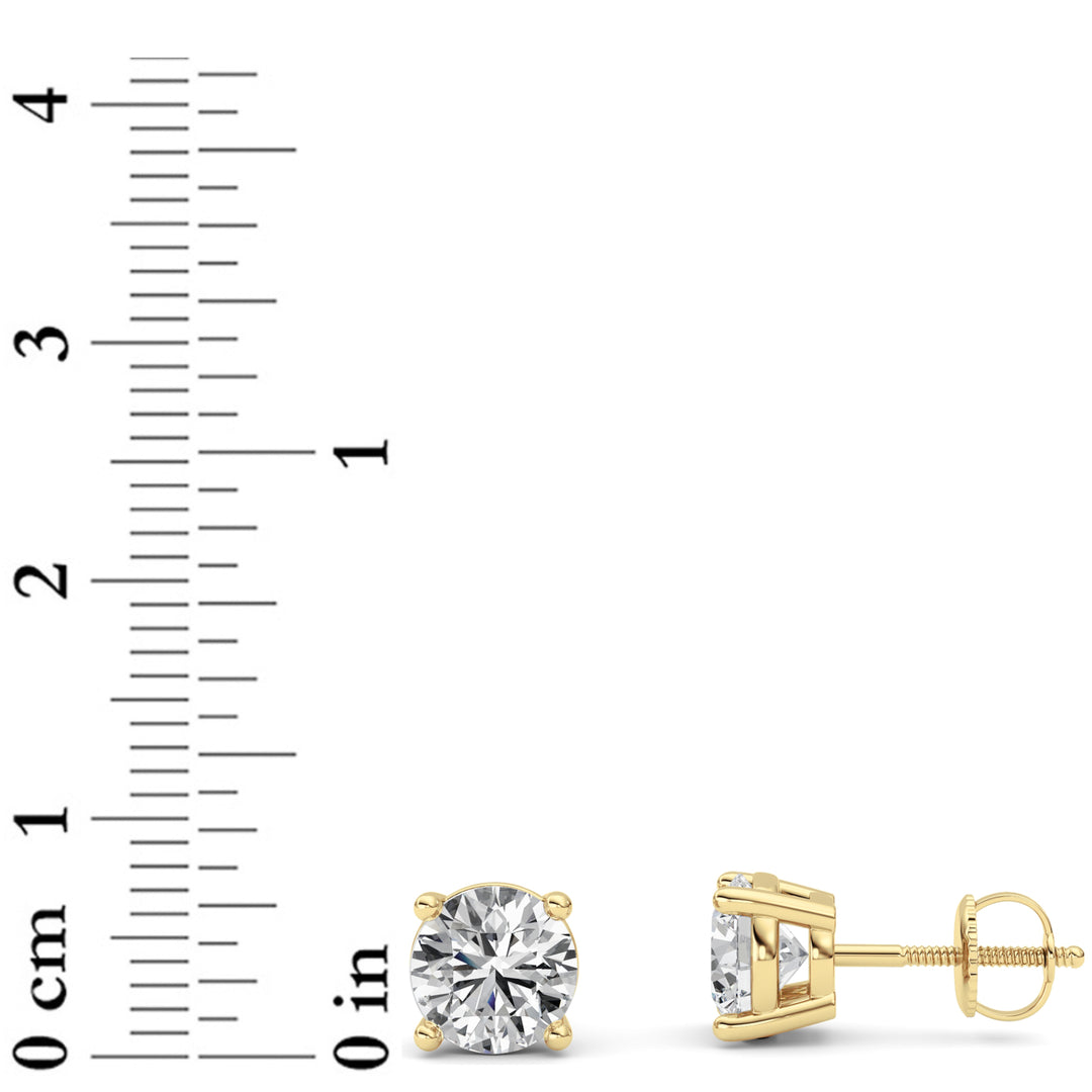 3Cttw Round Shaped Lab Grown Diamond (F/VS) Stud Earrings in 14K Gold