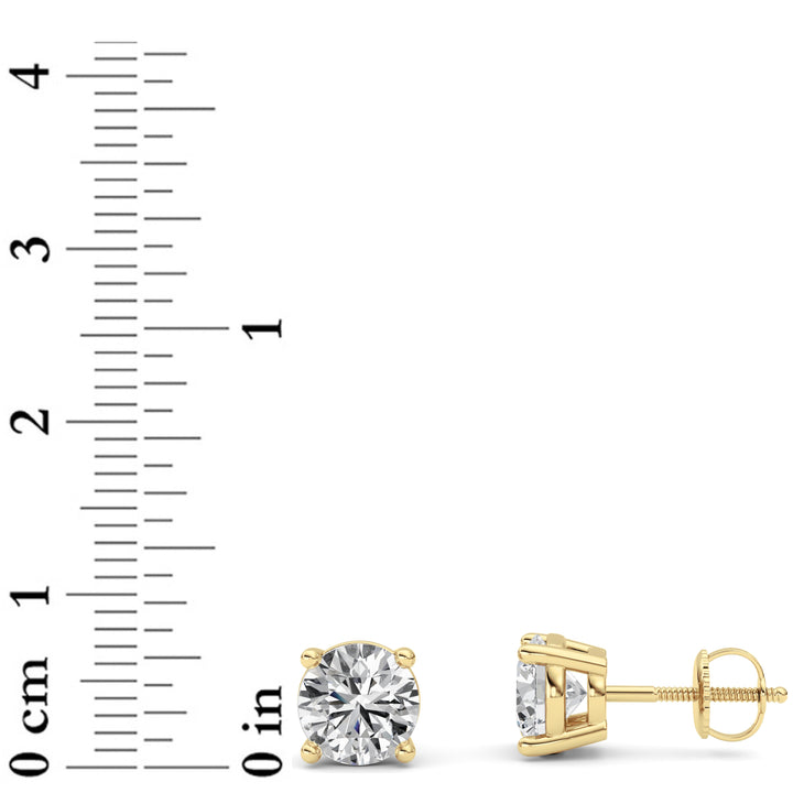 3Cttw Round Shaped Lab Grown Diamond (F/VS) Stud Earrings in 14K Gold