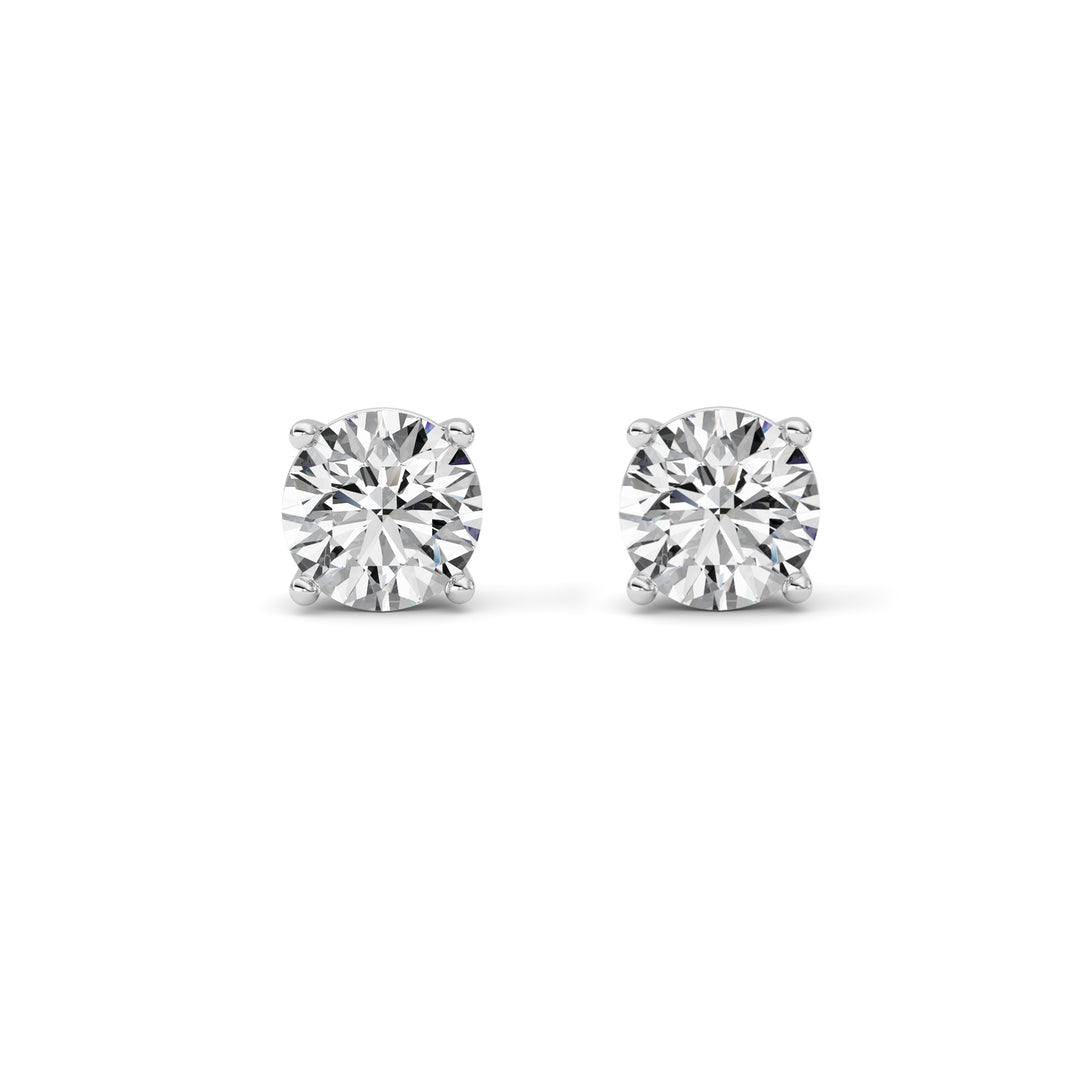 4Cttw Round Shaped Lab Grown Diamond (G/VS) Stud Earrings in 14K White Gold