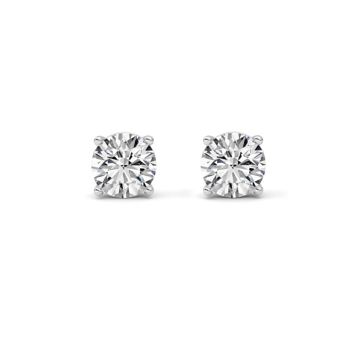 4Cttw Round Shaped Lab Grown Diamond (G/VS) Stud Earrings in 14K White Gold