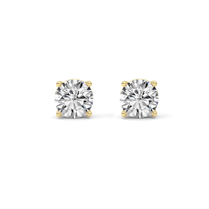 4Cttw Round Shaped Lab Grown Diamond (G/VS) Stud Earrings in 14K Yellow Gold