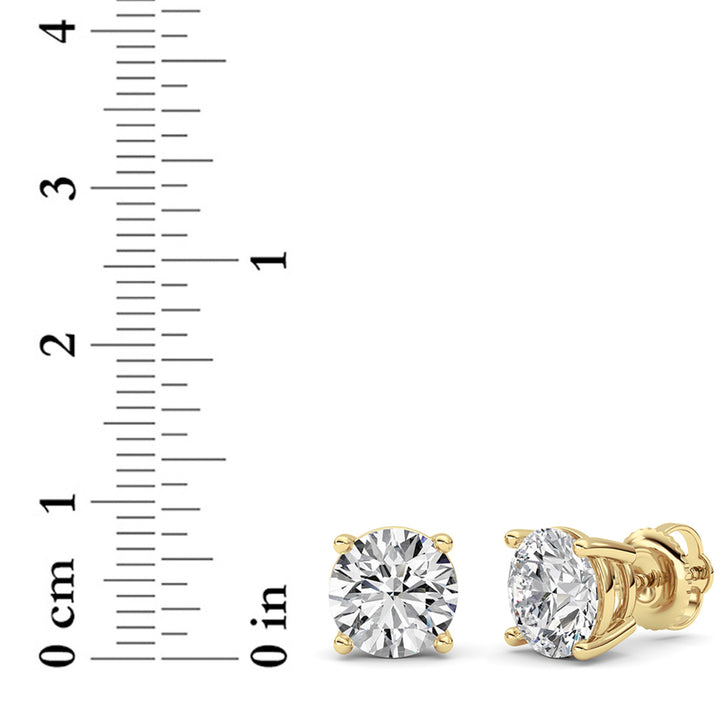4Cttw Round Shaped Lab Grown Diamond (G/VS) Stud Earrings in 14K Yellow Gold