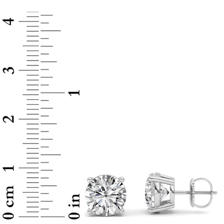 5Cttw Round Shaped Lab Grown Diamond (F/VS) Stud Earrings in 14K White Gold
