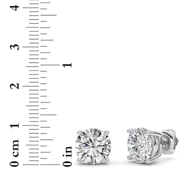 6Cttw Round Shaped Lab Grown Diamond (F/VS) Stud Earrings in 14K White Gold