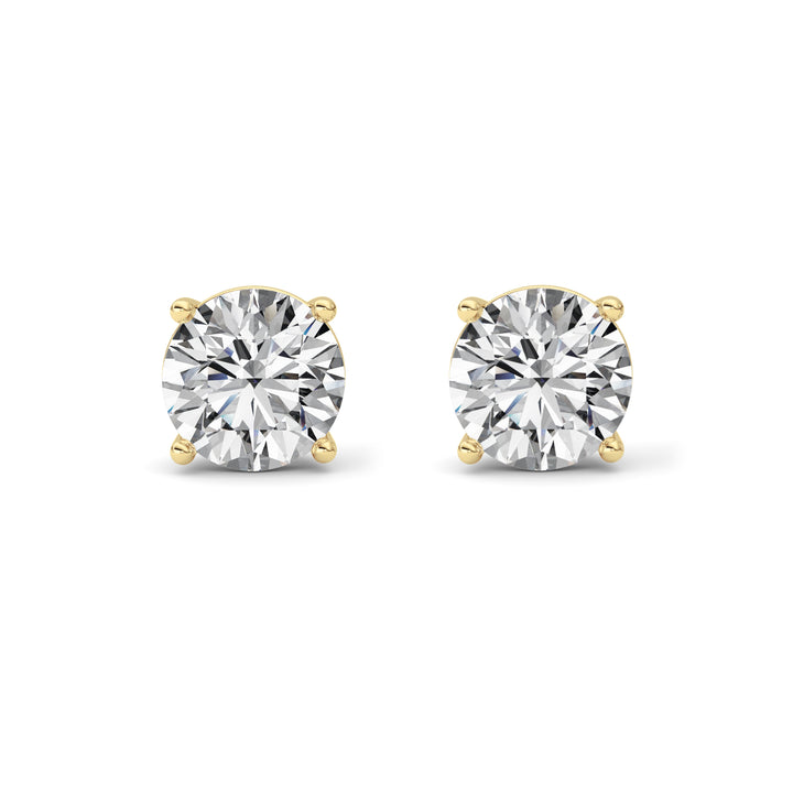6Cttw Round Shaped Lab Grown Diamond (F/VS) Stud Earrings in 14K Yellow Gold