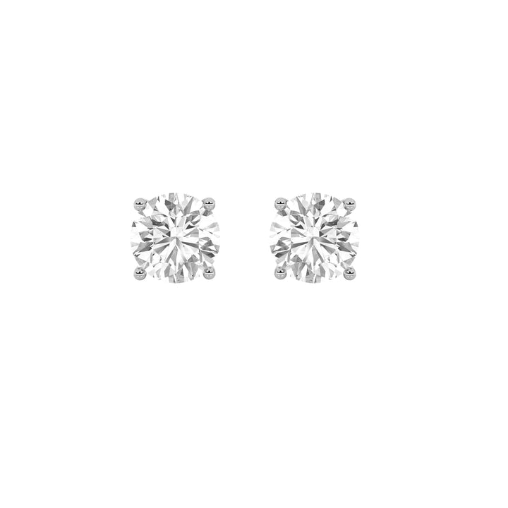 9Cttw Round Shaped Lab Grown Diamond (F/VS) Stud Earrings in 14K White Gold