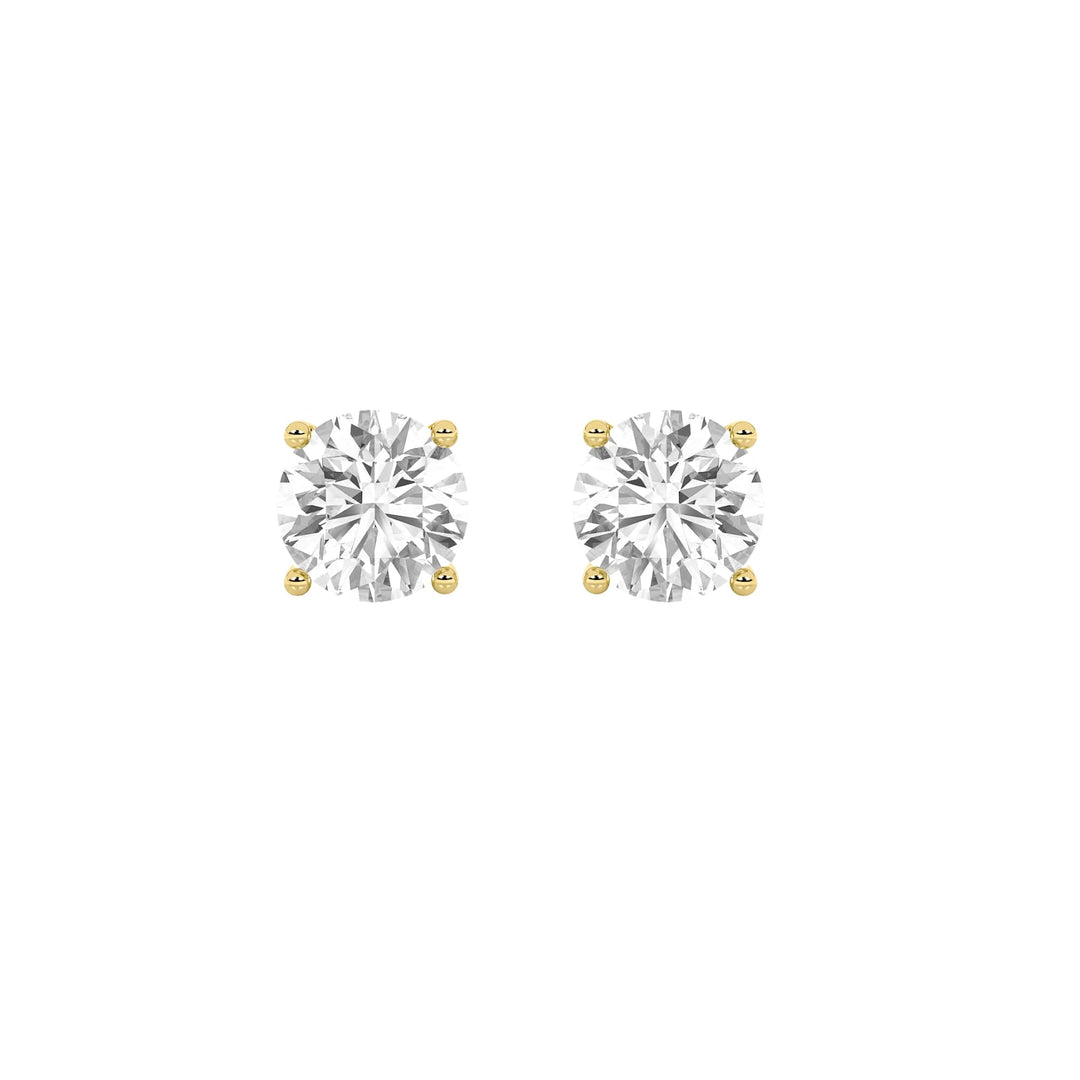 9Cttw Round Shaped Lab Grown Diamond (F/VS) Stud Earrings in 14K Yellow Gold