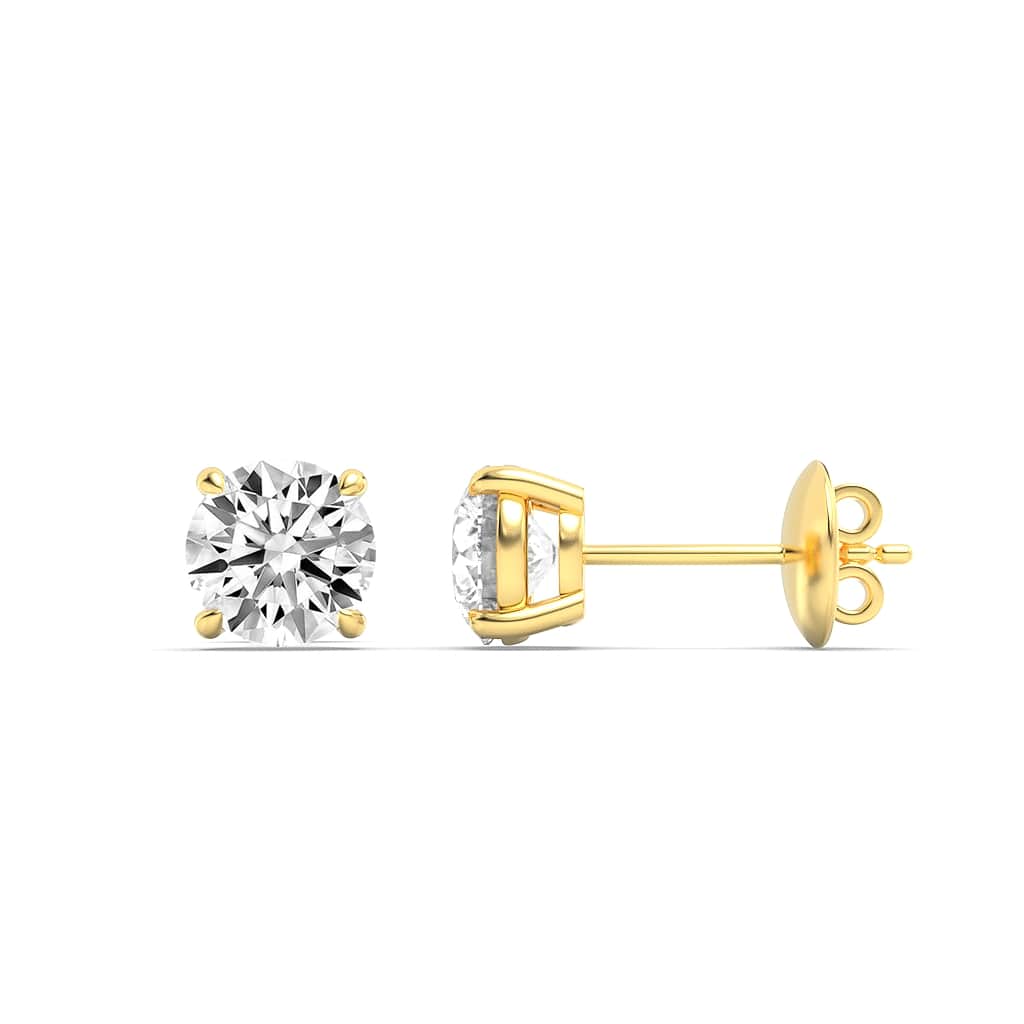 9Cttw Round Shaped Lab Grown Diamond (F/VS) Stud Earrings in 14K Yellow Gold