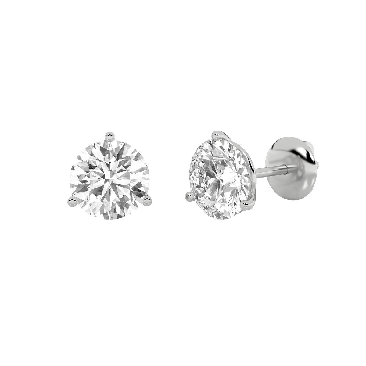 1Cttw Round Shaped Lab Grown Diamond (F/VS) Stud Earrings in 14K Gold