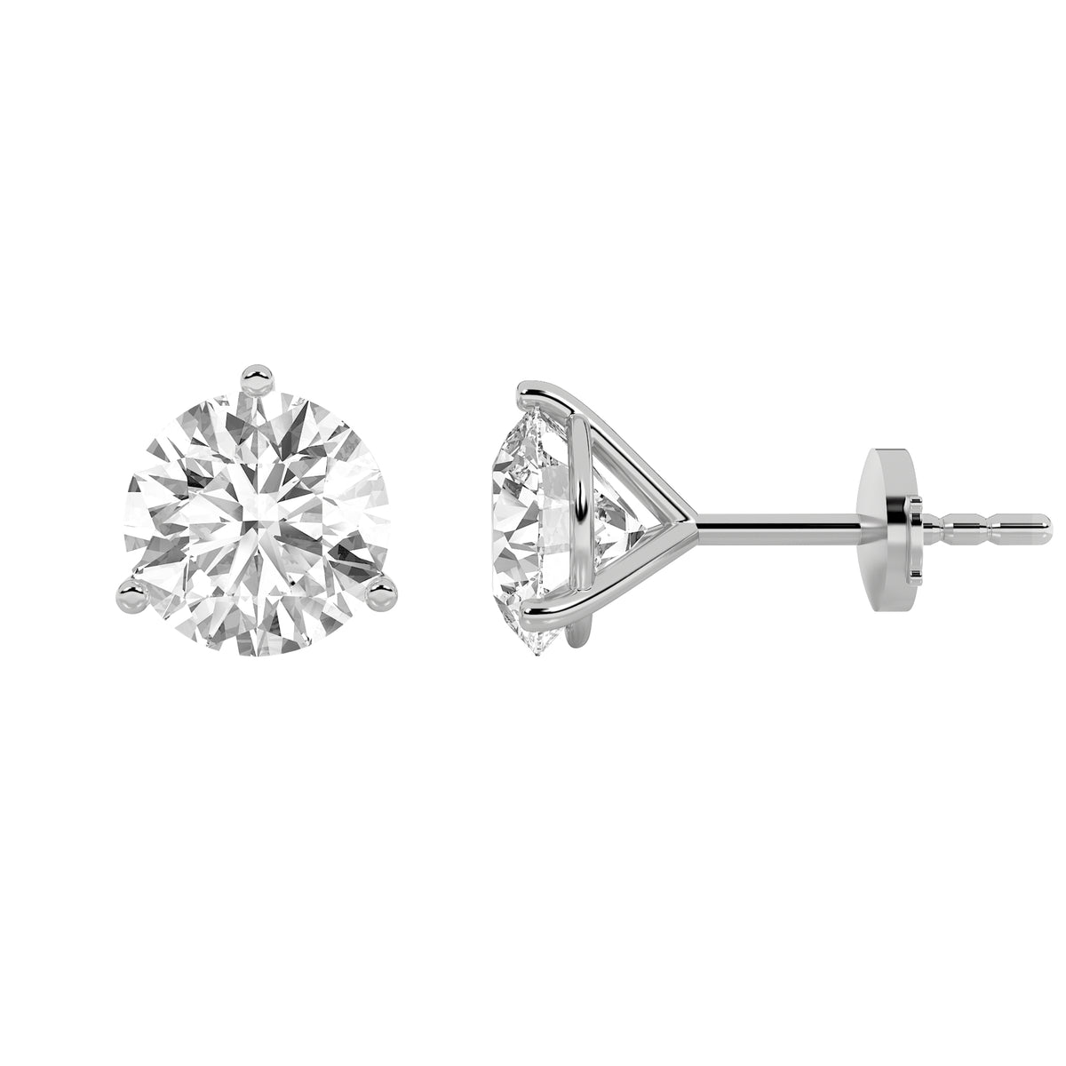 1Cttw Round Shaped Lab Grown Diamond (F/VS) Martini Stud Earrings in 14K White Gold