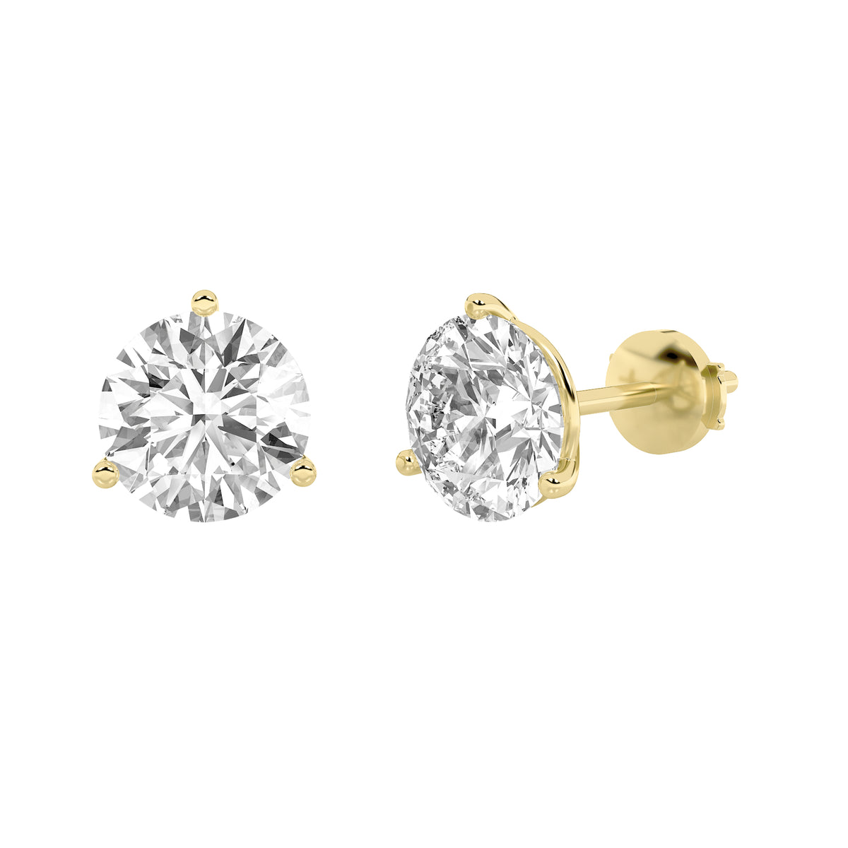 1Cttw Round Shaped Lab Grown Diamond (F/VS) Martini Stud Earrings in 14K Yellow Gold