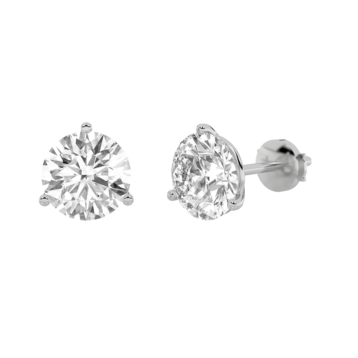 1.5Cttw Round Shaped Lab Grown Diamond (F/VS) Martini Stud Earrings in 14K White Gold