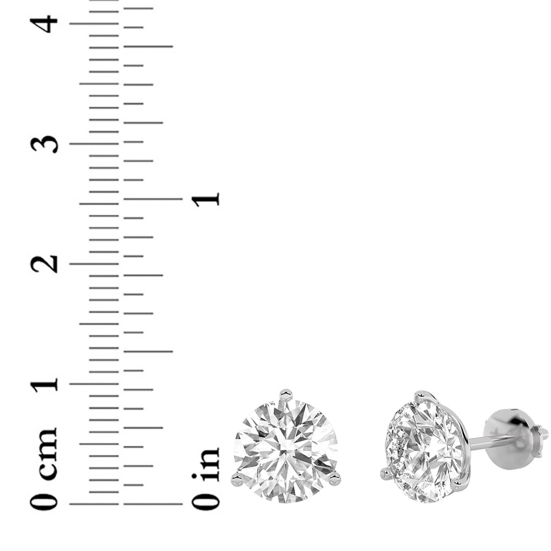 4.5Cttw Round Shaped Lab Grown Diamond (F/VS) Martini Stud Earrings in 14K White Gold