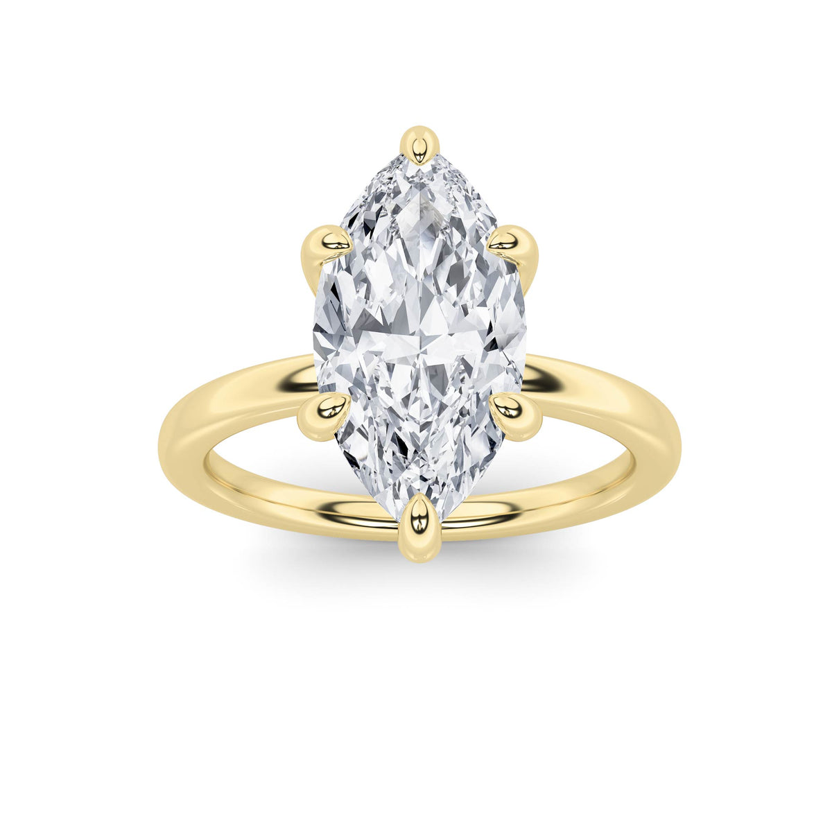3Cttw Marquise Shaped Lab Grown Diamond Classic Solitaire Ring in 14K Gold (F/VS)