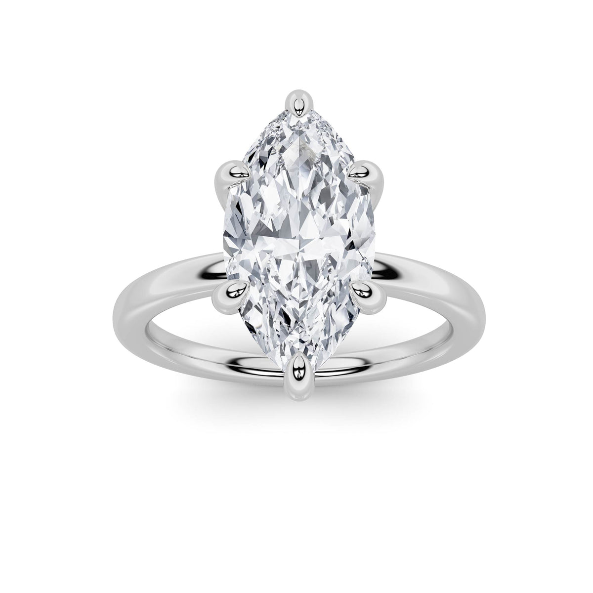 4Cttw Marquise Shaped Lab Grown Diamond Classic Solitaire Ring in 14K Gold (F/VS)