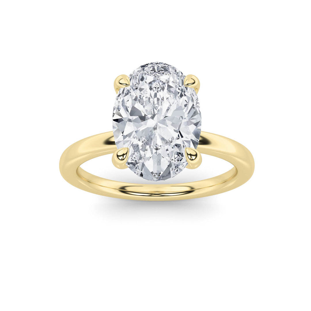 4Cttw Oval Shaped Lab Grown Diamond Classic Solitaire Ring in 14K Gold (F/VS)