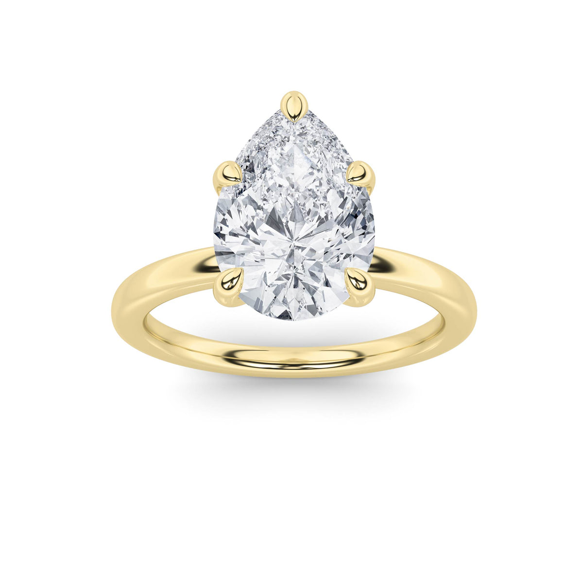 1.5Cttw Pear Shaped Lab Grown Diamond Classic Solitaire Ring in 14K Gold (F/VS)