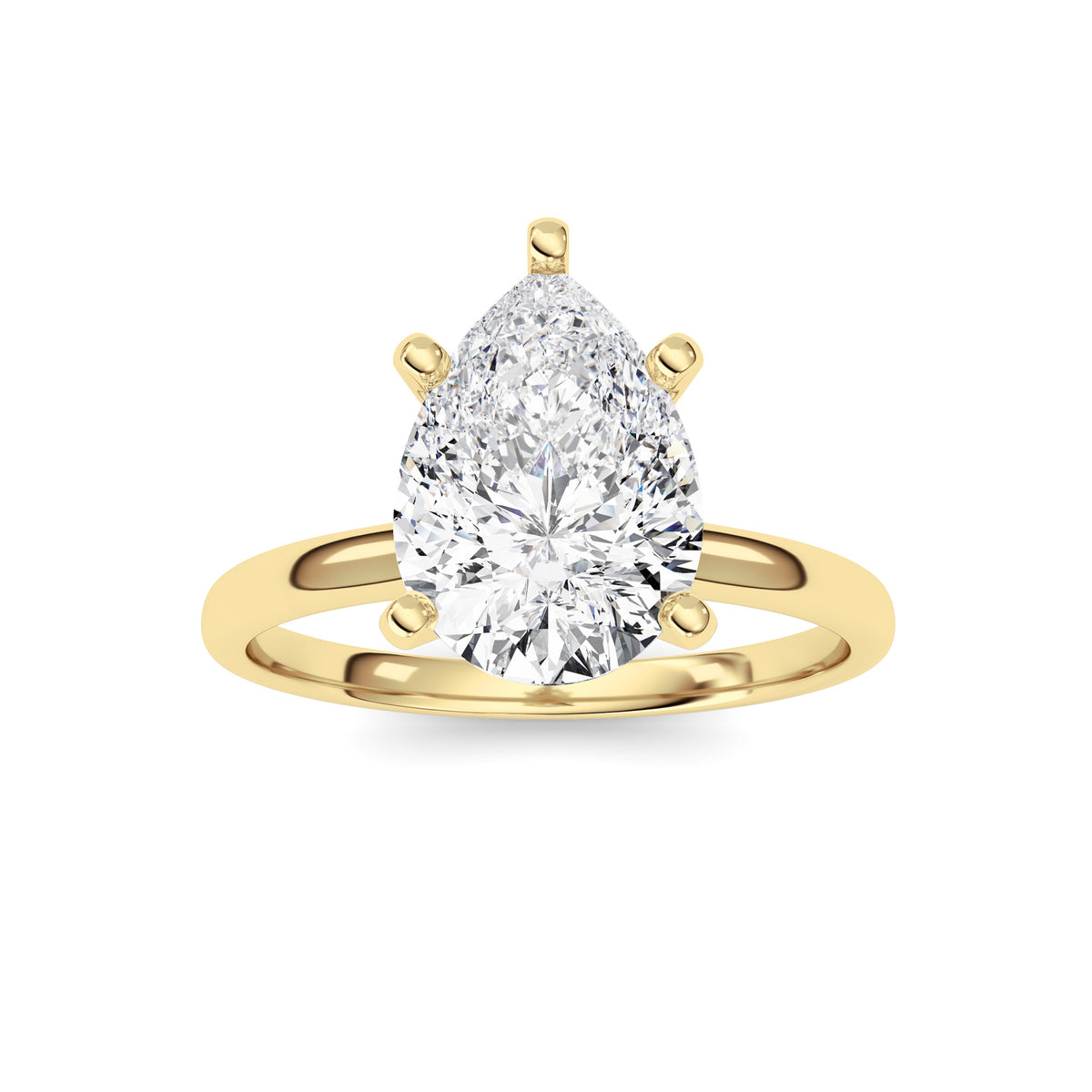 2Cttw Pear Shaped Lab Grown Diamond Classic Solitaire Ring in 14K Gold (F/VS)