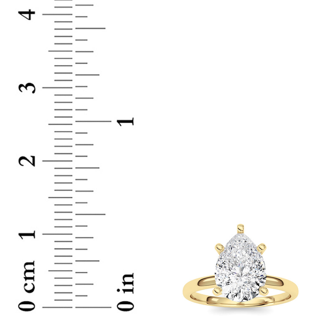 2Cttw Pear Shaped Lab Grown Diamond Classic Solitaire Ring in 14K Gold (F/VS)