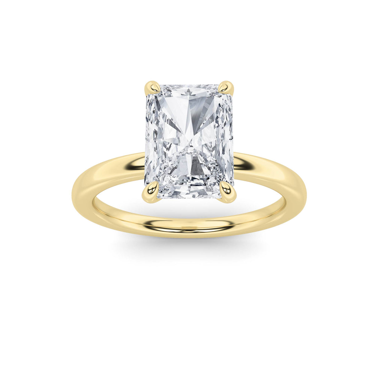 4Cttw Radiant Shaped Lab Grown Diamond Classic Solitaire Ring in 14K Gold (F/VS)