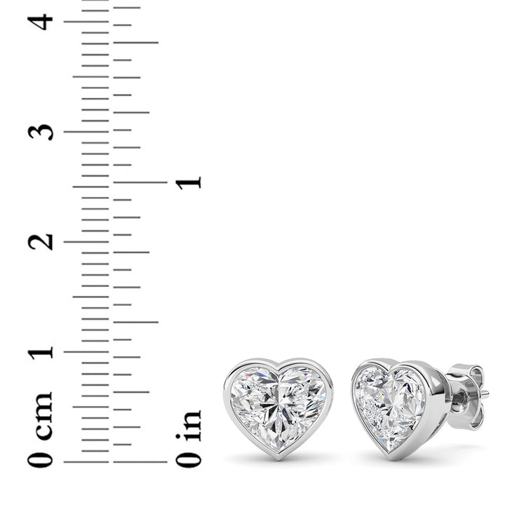 4Cttw Heart Shaped Lab Grown Diamond (F/VS) BezelSet Stud Earrings in 14K Gold