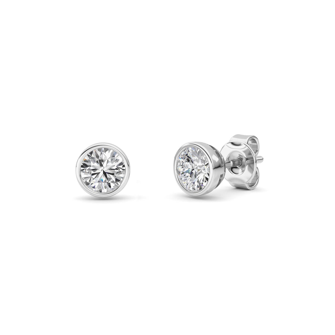 1Cttw Round Shaped Lab Grown Diamond (F/VS) BezelSet Earrings in 14K Gold