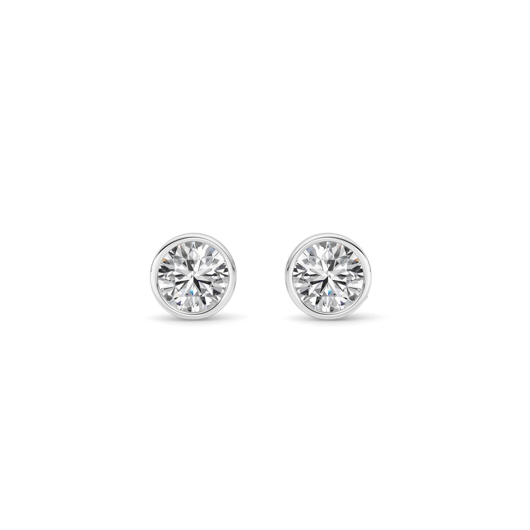 1Cttw Round Shaped Lab Grown Diamond (F/VS) BezelSet Earrings in 14K Gold