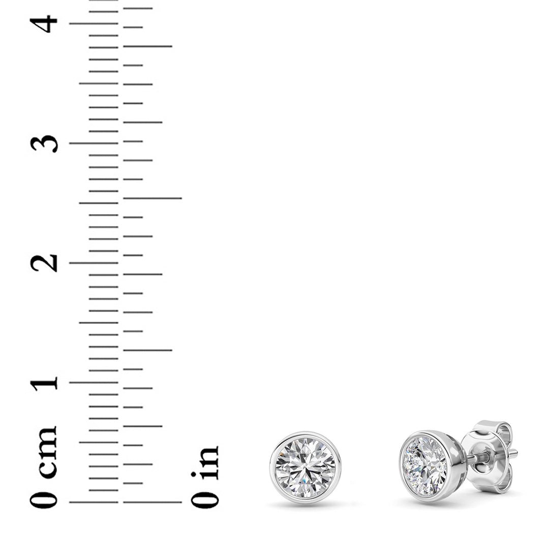 1Cttw Round Shaped Lab Grown Diamond (F/VS) BezelSet Earrings in 14K Gold