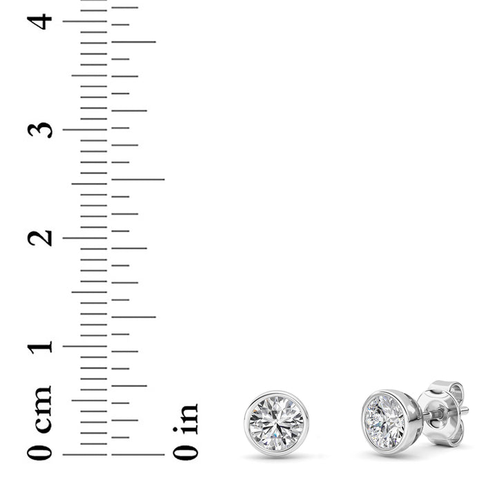 1Cttw Round Shaped Lab Grown Diamond (F/VS) BezelSet Earrings in 14K Gold