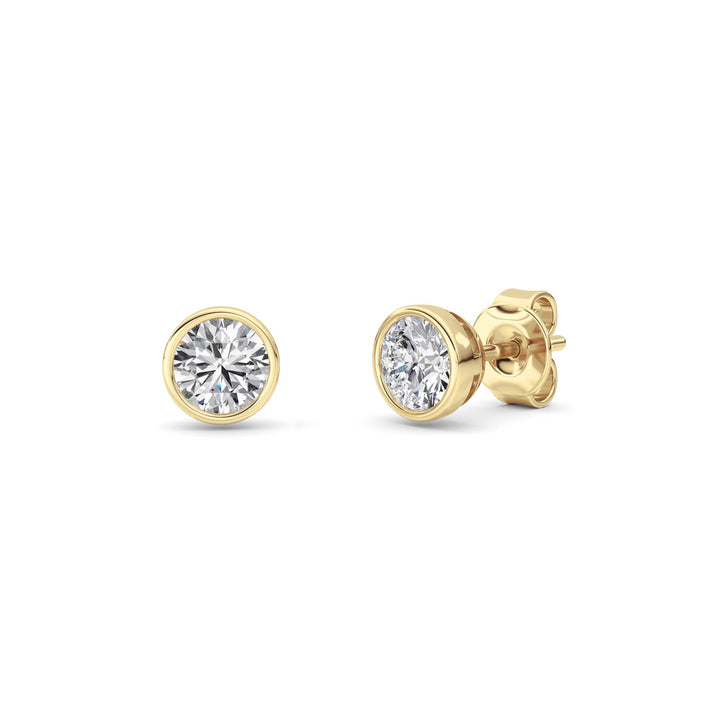1Cttw Round Shaped Lab Grown Diamond (F/VS) BezelSet Earrings in 14K Gold
