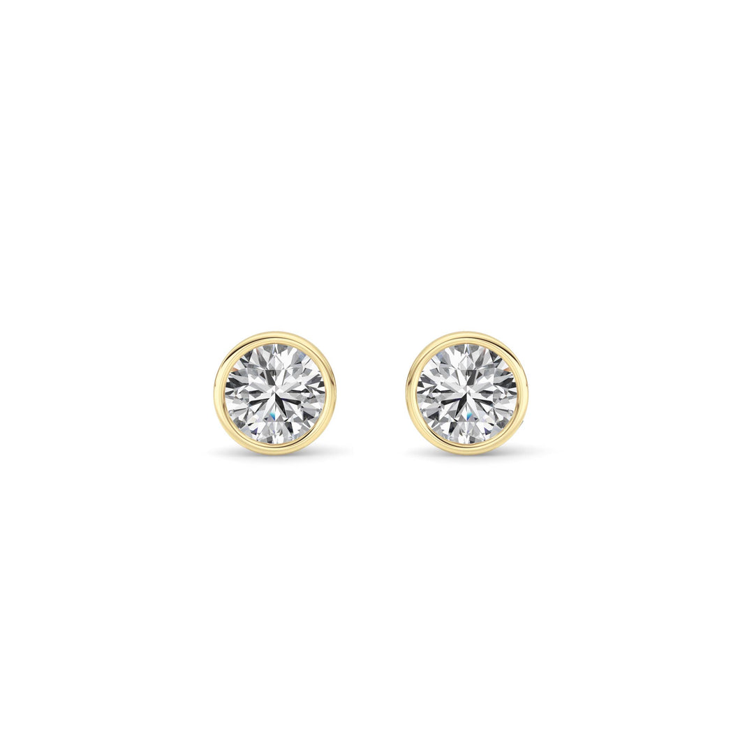 1Cttw Round Shaped Lab Grown Diamond (F/VS) BezelSet Earrings in 14K Gold