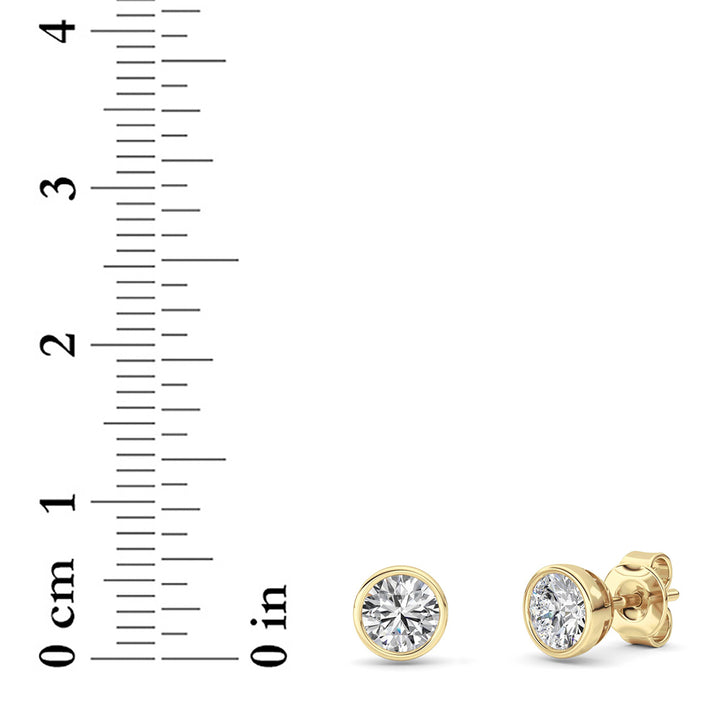 1Cttw Round Shaped Lab Grown Diamond (F/VS) BezelSet Earrings in 14K Gold
