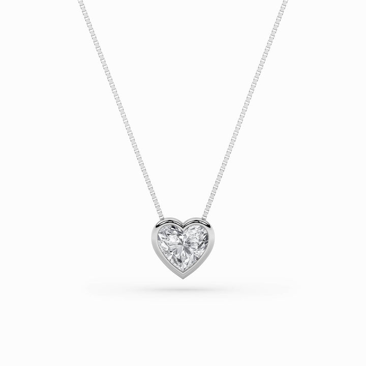 1Cttw Heart Shaped Lab Grown Diamond (F/VS) BezelSet Solitaire Pendant in 14K Gold