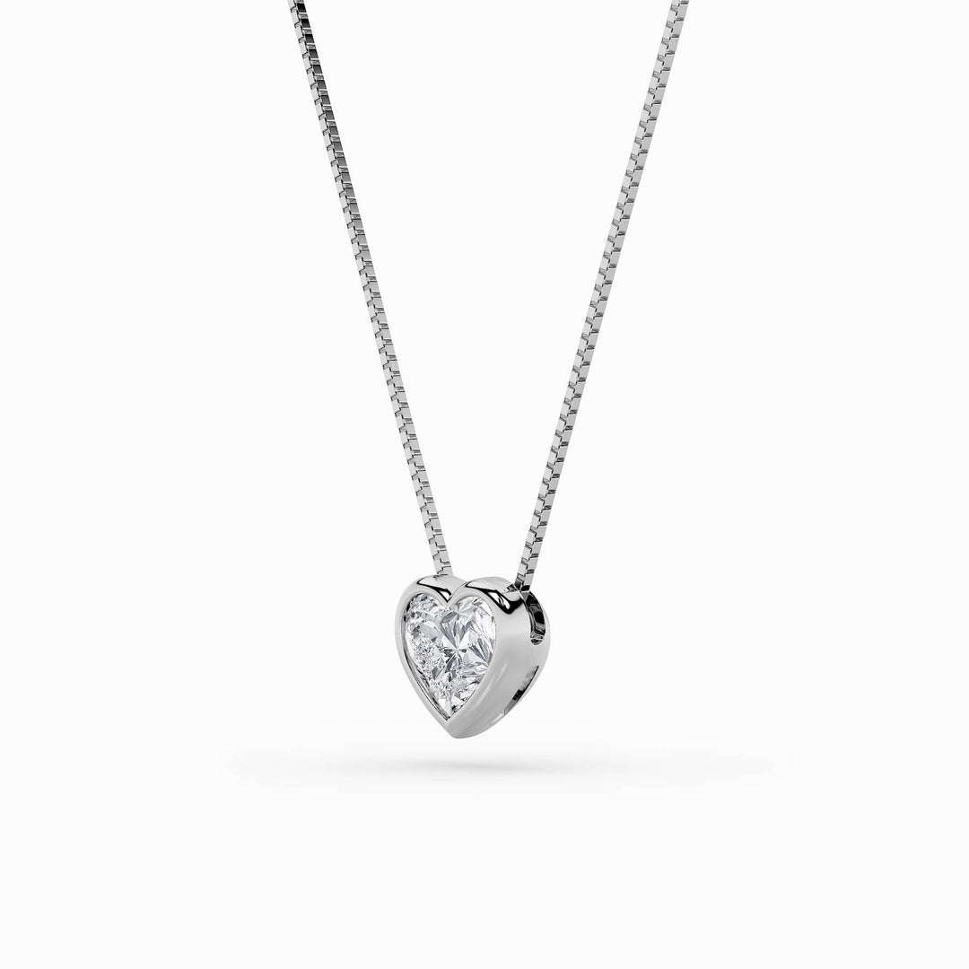 1Cttw Heart Shaped Lab Grown Diamond (F/VS) BezelSet Solitaire Pendant in 14K Gold